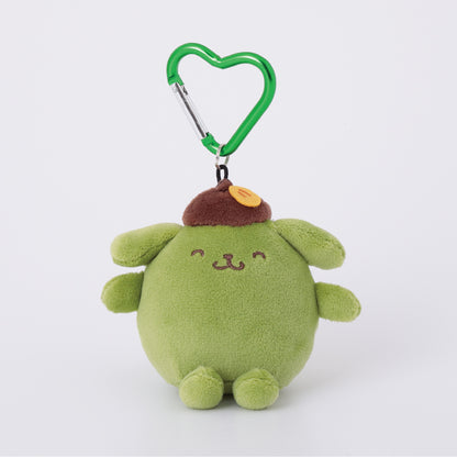 SANRIO x Kthings| Pompompurin Pom Pom Purin Mascot Holder Plush Keychain Bag Charm with Heart Carabiner 60mm Approx. (Relaxing Matcha)