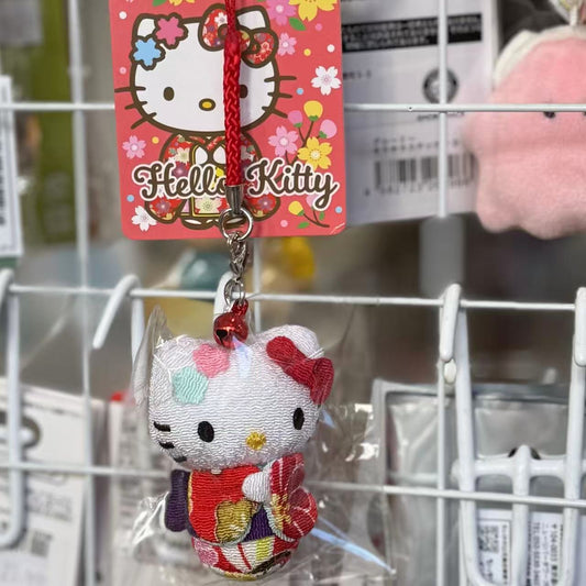 SANRIO | Hello Kitty Kimono Small Plush Keychain with Bell Phone Charm 5.5cm (Red)