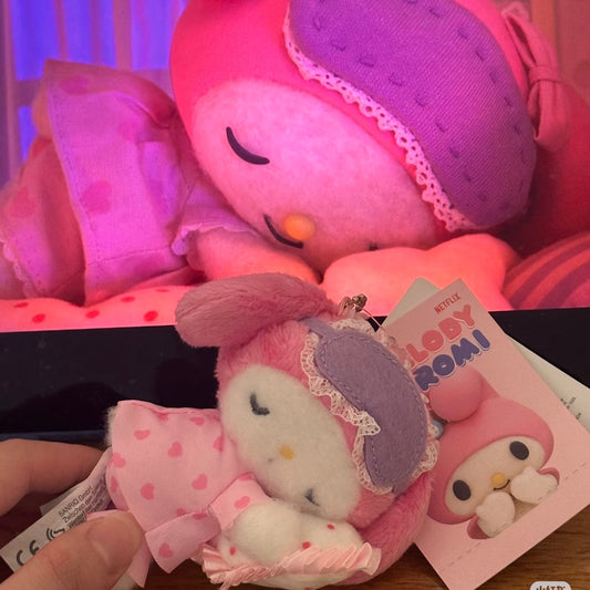 SANRIO | My Melody Sleeping Plush Mascot Holder Keychain Bag Charm W10×D7.5×H11cm (Netflix My Melody & Kuromi)