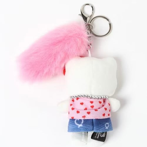 SANRIO x 10C REPIPI | Hello Kitty Mascot Fur Keychain Mascot Holder Bag Charm 100 x 55mm (Pink)