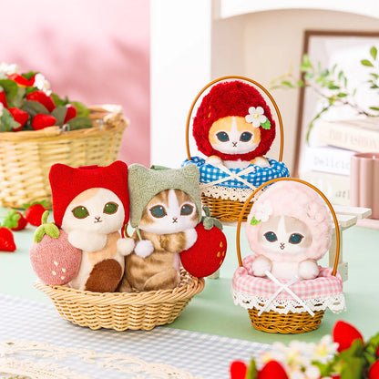 MOFUSAND | Plush Toy Plush Doll 130×90×90mm (Mofusand Merci Strawberry Fruit Cat Red in a Basket)