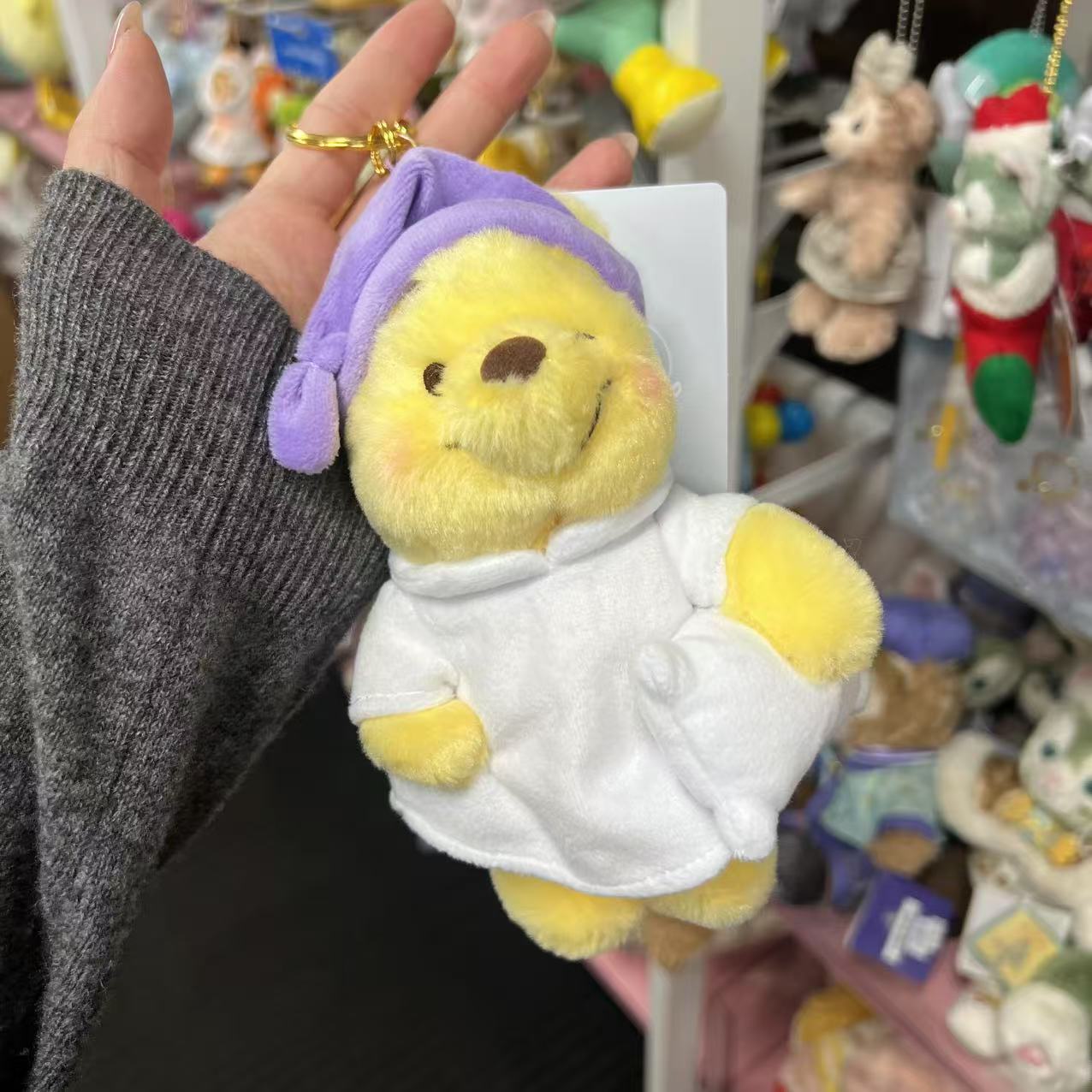 DISNEY | Winnie the Pooh Plush Keychain Mascot Holder Bag Charm H19.5×W12×D6.5cm (PAJAMA STYLE)