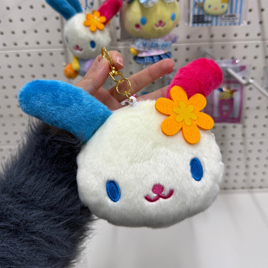 SANRIO | Usahana Face-shaped Pouch Plush Pass Case with Reel