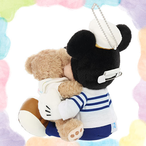 DISENY | TokyoDisneySea Mickey Mouse & Duffy Plush Keychain Bag Charm with Badge (Heartfelt Letters of Friendship)