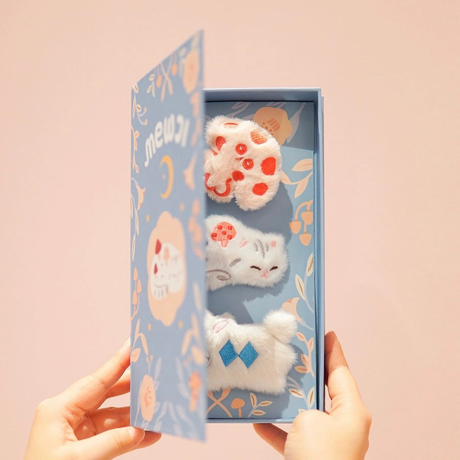Mewji Cat Hair Accessories Set (Bu) Clip*2 + Badge*1 &