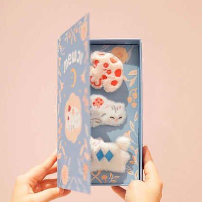 Mewji Cat Hair Accessories Set (Bu) Clip*2 + Badge*1 &