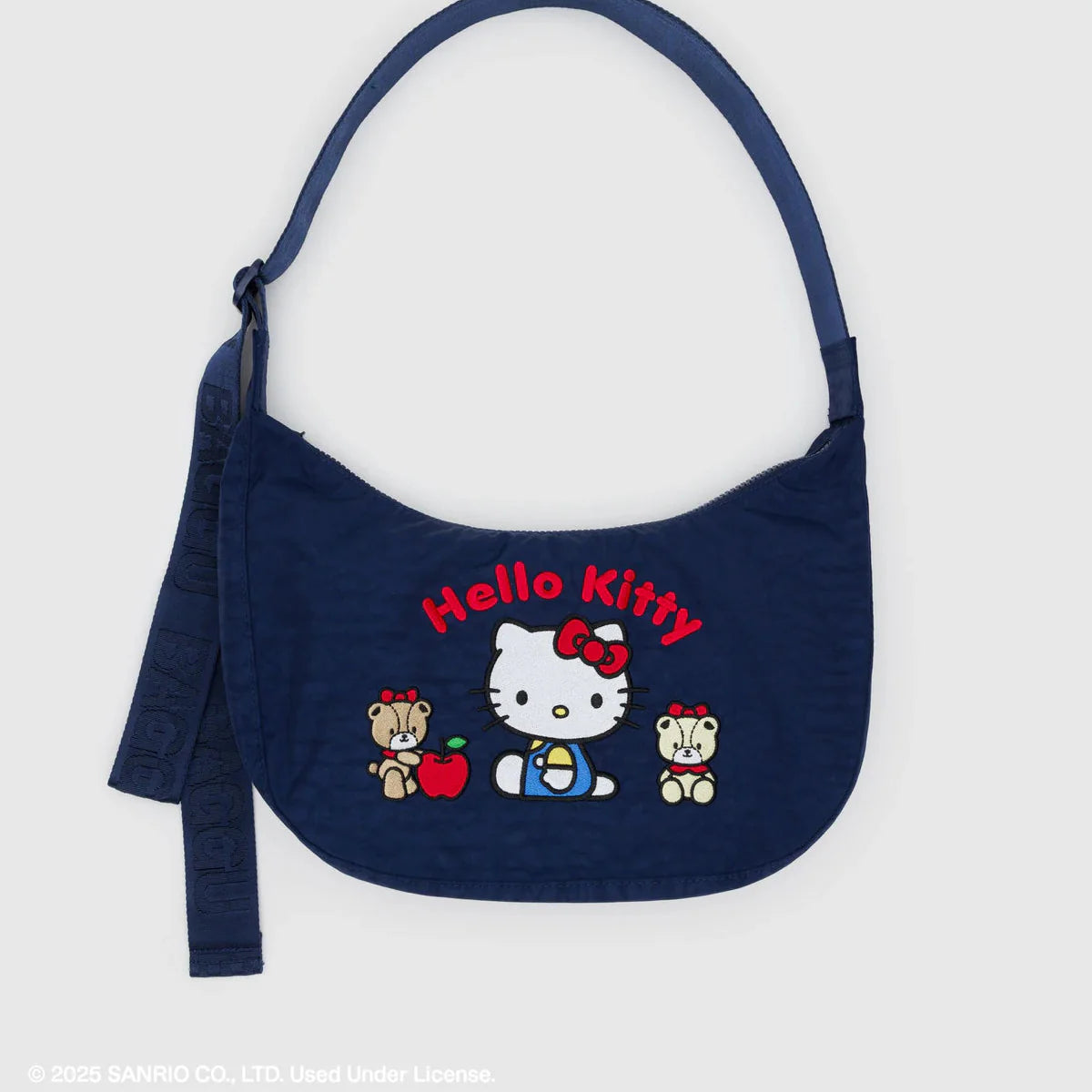 Baggu Medium Nylon Crescent Bag (Embroidered Hello Kitty & Teddy)