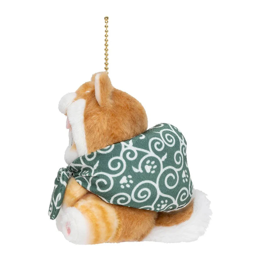 MOFUSAND | Cat Plush Keychain Bag Charm 130×94×120mm (Red Shiba Inu Nyan Furoshiki)