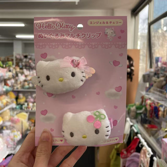 SANRIO | Hello Kitty Hair Clip Plush Multi Clip H48xW80xD20mm (Angel & Cherry)