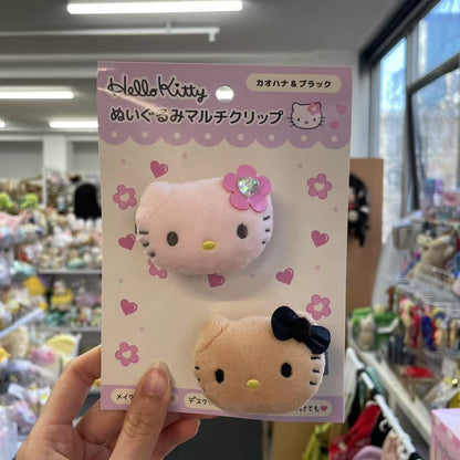 SANRIO | Hello Kitty Hair Clip Plush Multi Clip H48xW80xD20mm (Kaohana & Tan Black)