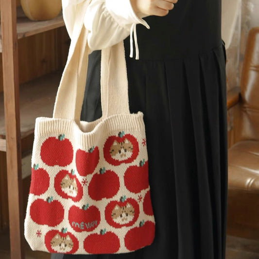 Mewji Knitted Tote Bag (Apple)