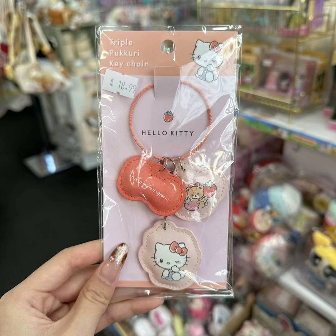 Sanrio | 3-Row Keychain/Key Ring/Key Holder Hello Kitty H140×W80×D15Mm