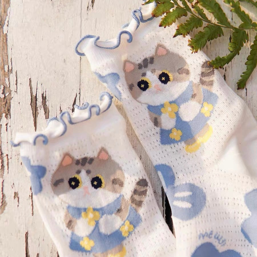 Mewji♡ Cat Socks Set 3 Pieces (Spring&Summer) Free Size 23-26Cm