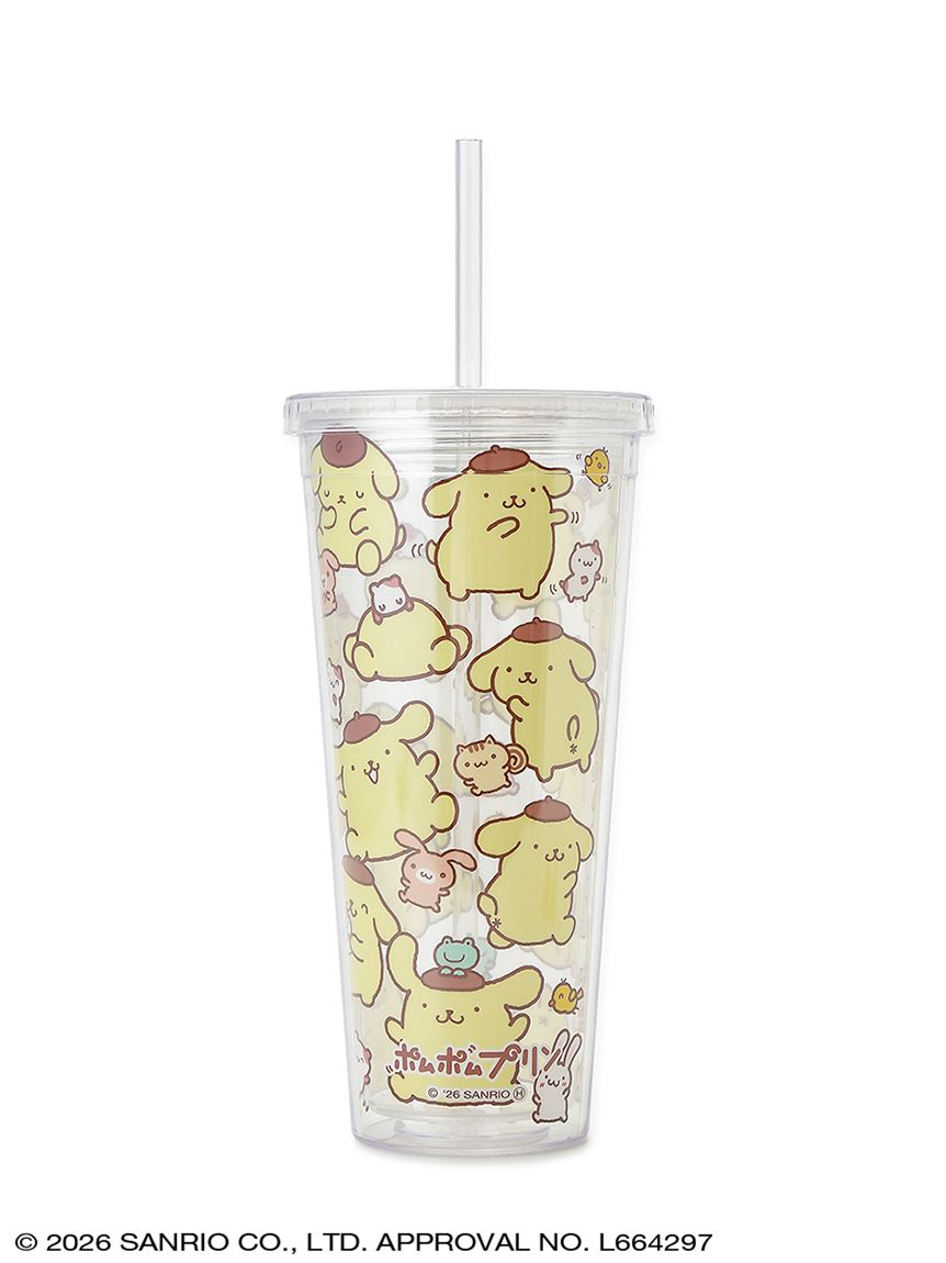 SANRIO HOUSE | Pompompurin Pom Pom Purin Clear Tumblers with Straw 600ml