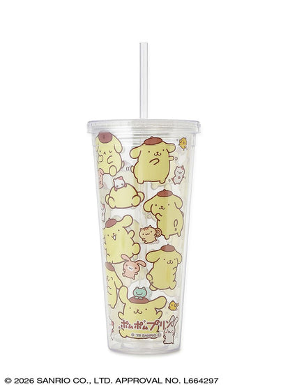 SANRIO HOUSE | Pompompurin Pom Pom Purin Clear Tumblers with Straw 600ml