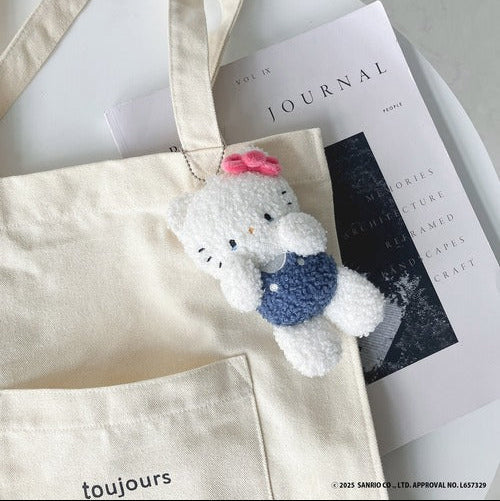 PLUS x SANRIO | Hello Kitty Mascot Holder & Tote Bag Set Plush Keychain with Badge (Free Size)