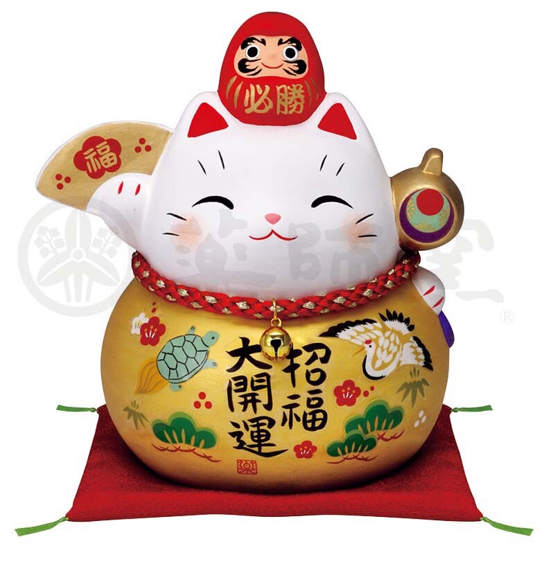 Yakushigama | Colored Painting Maneki-Neko Lucky Cat 14.5Cm 7689 药师窑 彩绘招财猫陶瓷摆件