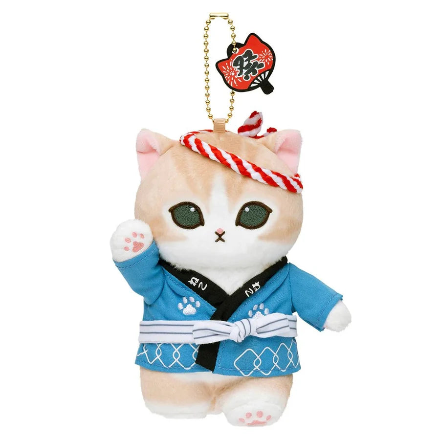 Mofusand | Wasshoi Festival Cat Plush Keychain 140×90×60mm (Blue)