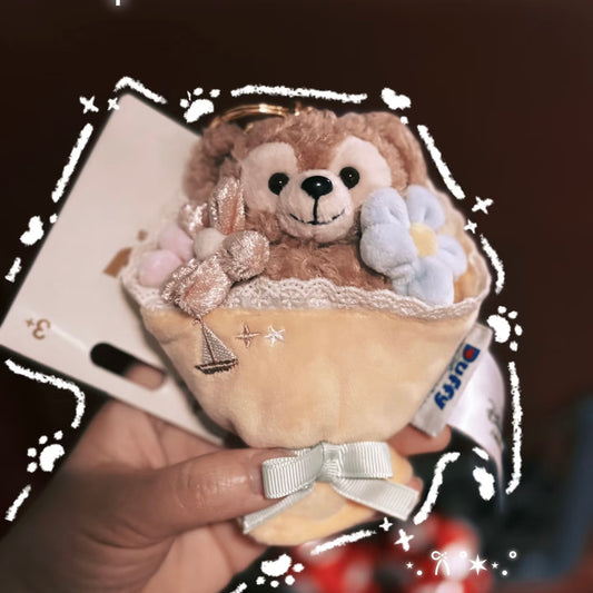 DISNEY | SHANG HAI DisneyLand Duffy Mascot Holder Bag Charm Keychain (Duffy and Friends Mini Bouquet)