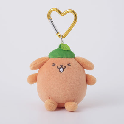 SANRIO x Kthings| Pompompurin Pom Pom Purin Mascot Holder Plush Keychain Bag Charm with Heart Carabiner 60mm Approx. (Juicy Mandarin Oranges)