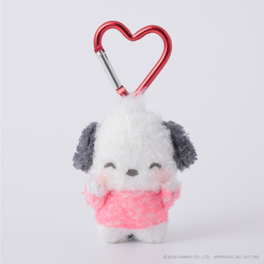 SANRIO | Pochacco Fluffy Mini Mini Mascot Holder Plush Keychain 75mm (Cheek Squeeze)
