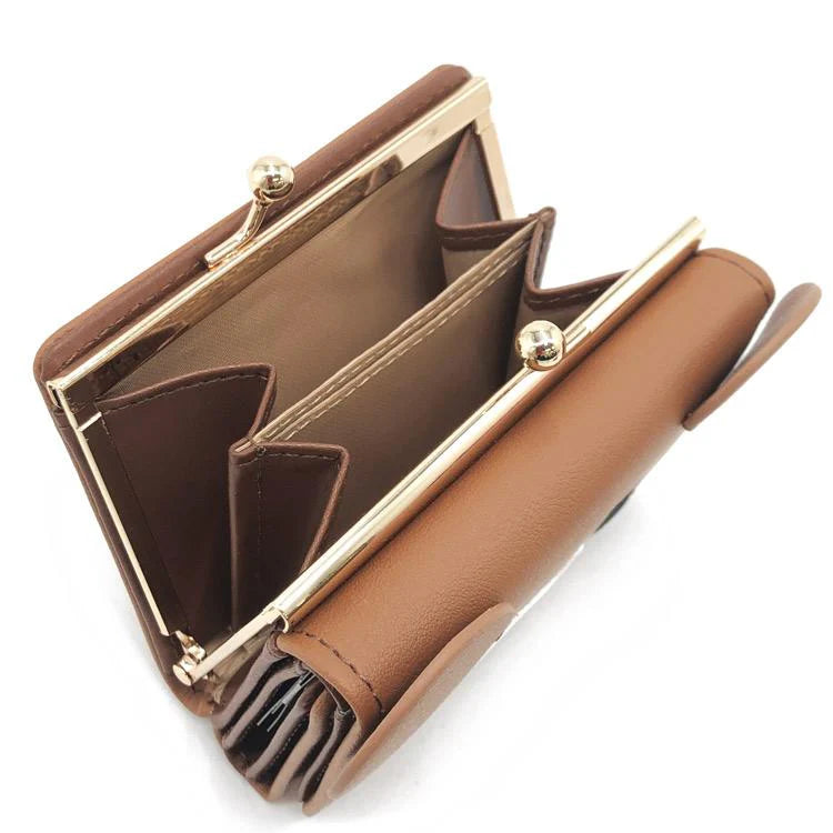 SAN-X | Rilakkuma Chairoikoguma Clasp Trifold Wallet Mini Wallet Clasp Coin Pouch 100x80x30mm