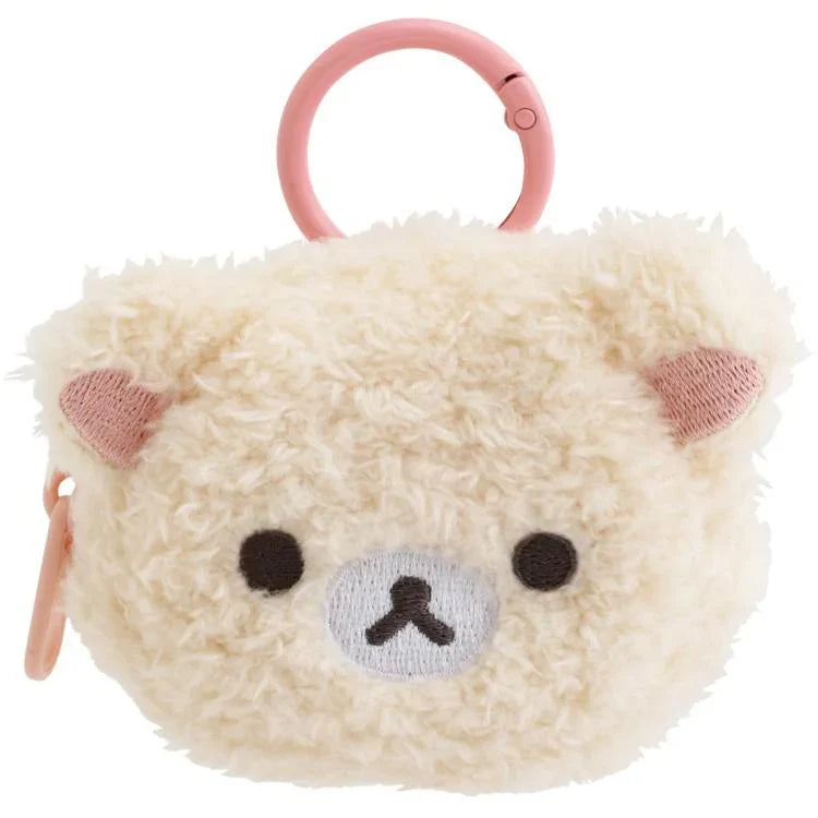 SAN-X | Rilakkuma Korilakkuma Fluffy Face Mascot Mini Pouch with Carabiner 60×75×30mm