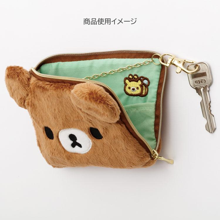SAN-X | Rilakkuma Chairoikoguma Plush Square Pass Case Pouch Reel 100×130×20mm