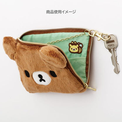 SAN-X | Rilakkuma Chairoikoguma Plush Square Pass Case Pouch Reel 100×130×20mm