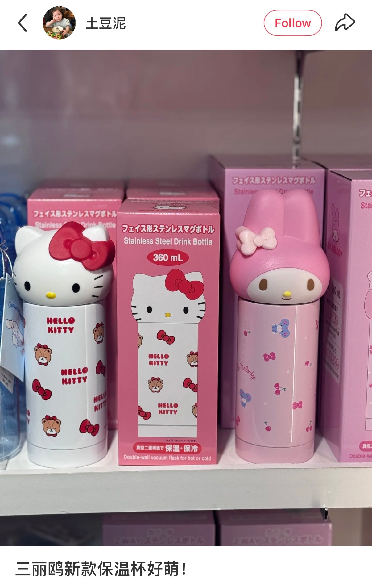 SANRIO | My Melody Face Shaped Stainless Steel Bottle 360ml