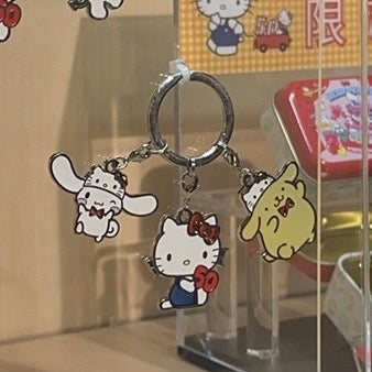 Sanrio | Hello Kitty 50Th Anniversary And Friends Mental Keychain (Hello Kitty & Cinnamoroll Pom