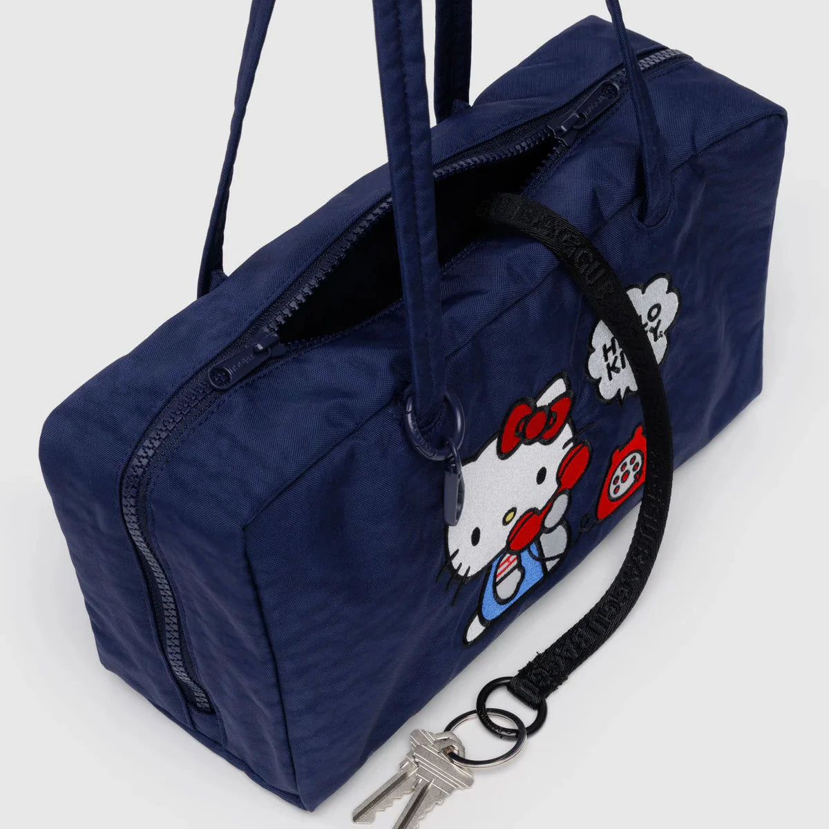 Baggu Nylon Bowler Bag (Embroidered Hello Kitty Phone)