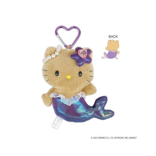 SANRIO | Hello Kitty Fantasy Dark Purple Plush Mascot Keychain Bag Charm H130×W125×D55mm Vol.2 (Tan Mermaid)