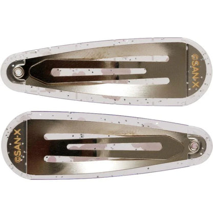 SAN-X | Rilakkuma Chairoikoguma Hair Clip HairPin Set of Two Clear Different Colors with Glitter 20 x 55 mm (Cherry