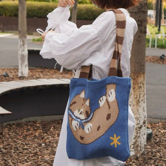 Mewji Knitted Tote Bag (Cat)