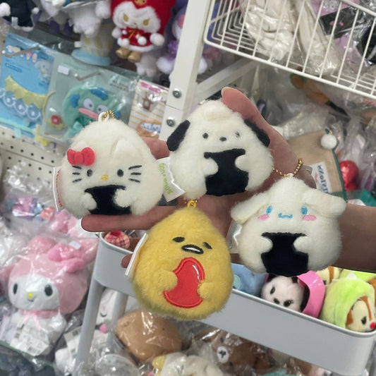 Sanrio | Fluffy Mascot Holder Keychain 65×74×3Mm (Rice Ball)