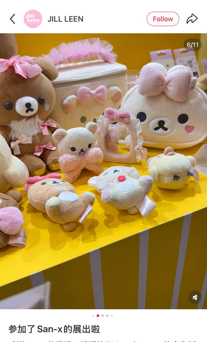 SAN-X | Korilakkuma Scene Plush Toy Set Mirror & Ribbon Pink Tie (Makeup Rilakkuma)