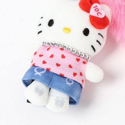 SANRIO x 10C REPIPI | Hello Kitty Mascot Fur Keychain Mascot Holder Bag Charm 100 x 55mm (Pink)