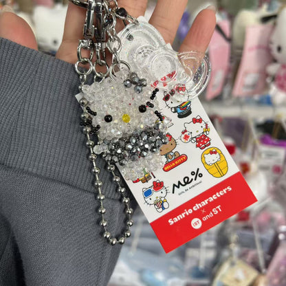Me% x Hello Kitty | Beaded Keychains Bag Charm 14.5cm Approx. (Silver)