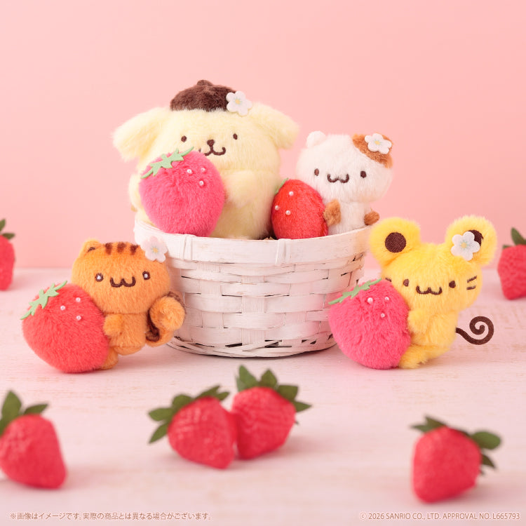 SANRIO | Pom Pom Purin Mascot Holder Bag Charm (Pompompurin 30th Anniversary Strawberry Friends)