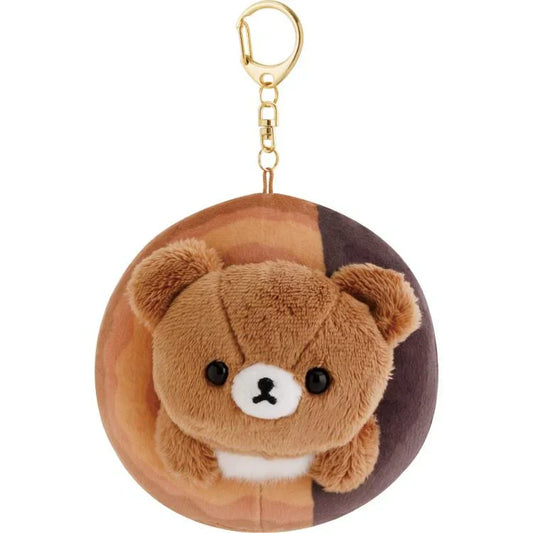 SAN-X | Rilakkuma Chairoikoguma Plush Keychain Bag Charm Hanging Plush 110×100×90mm (Mister Donut)