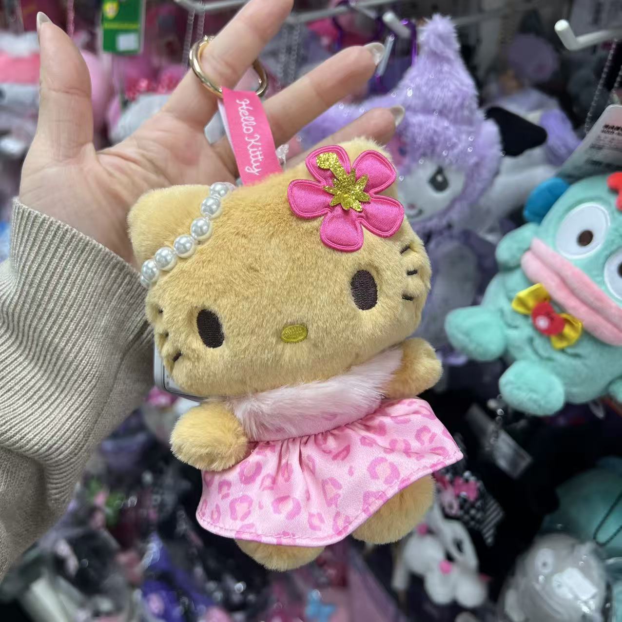 SANRIO | Hello Kitty Plush Mascot Bag Charm Keychain 135mm (Sun-tanned Leopard)