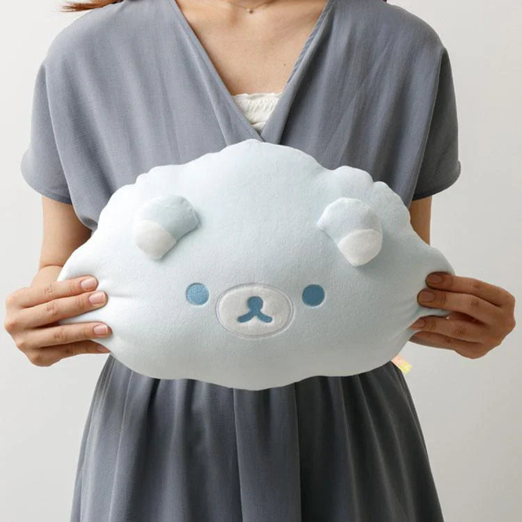 SAN-X | Rilakkuma & Kiiroitori Yellow Chick Two Side Mochi Mochi Cushion Blue 250×370×100mm (Umbrella Rain then Sunny)