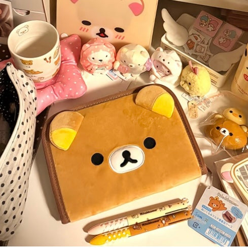 SAN-X | Rilakkuma Plush Multi-Valuables Case Pouch 155x200x40mm (Chairoikoguma's Kumakyun DAYS)