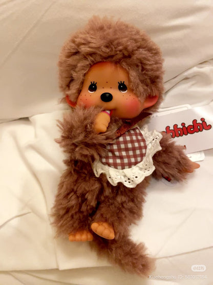 Monchhichi | Fluffy Curly Sweet Brown Plush Dolls Plush Toy H19 x W13 x D7.5cm (Brown)