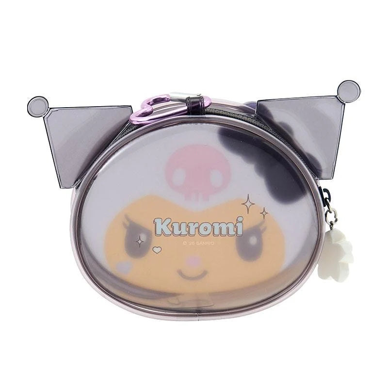 SANRIO | Kuromi Face-Shaped Clear Mini Pouch 120×40×95mm (Sparkling Summer)