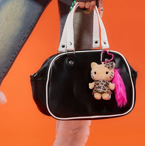 HELLO KITTY×mejane | Hello Kitty Pink Mascot Fur Keychain Mascot Holder Bag Charm 100 x 55mm (Swimsuit Black)