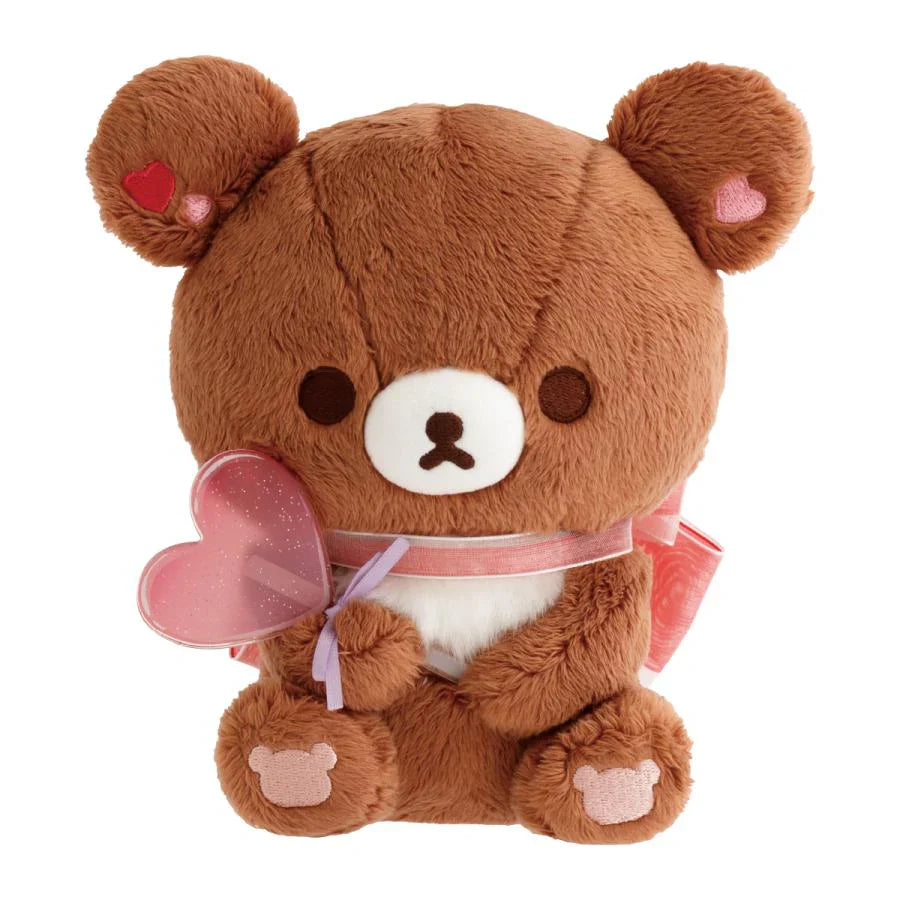 SAN-X | Rilakkuma Chairoikoguma Heart Theme Plush Toy Plush Doll 175x175x110mm (Rilakkuma Store Exclusive Collection)