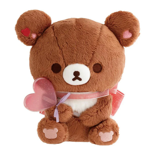 SAN-X | Rilakkuma Chairoikoguma Heart Theme Plush Toy Plush Doll 175x175x110mm (Rilakkuma Store Exclusive Collection)
