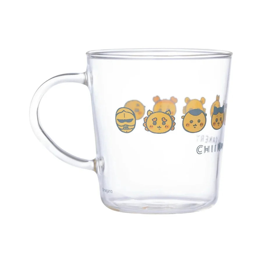 CHIIKAWA | Heat-Resistant Glass Mug φ80×H87mm (Chiikawa Bakery Bread Lover Characters Face)